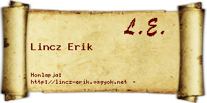 Lincz Erik névjegykártya